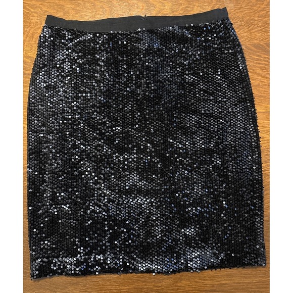 Ann Taylor Dresses & Skirts - Ann Taylor Pencil Skirt Lined Back Vent Back Zip Up Sequined Dark Navy Size 14